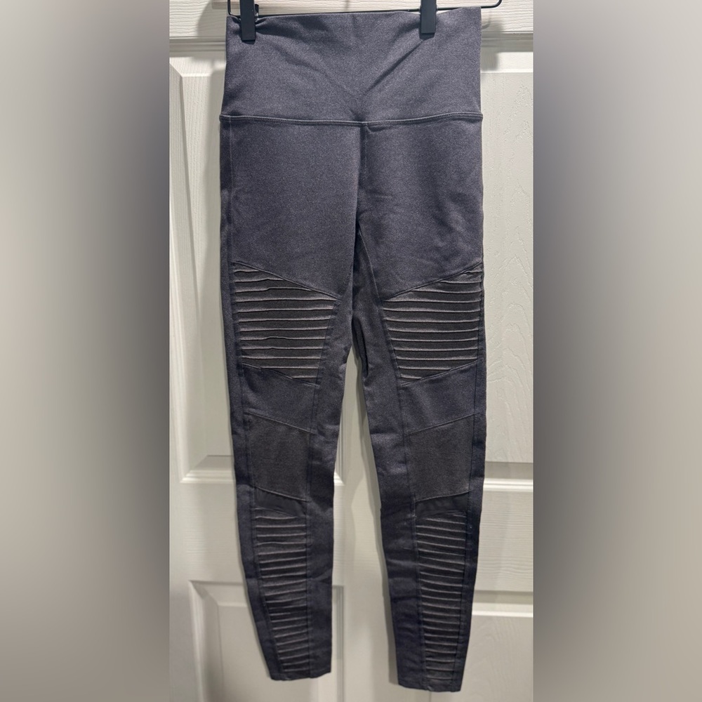 Alo Yoga Moto Leggings High Waist Ribbed Panel-Size Medium - Picture 2 of 9